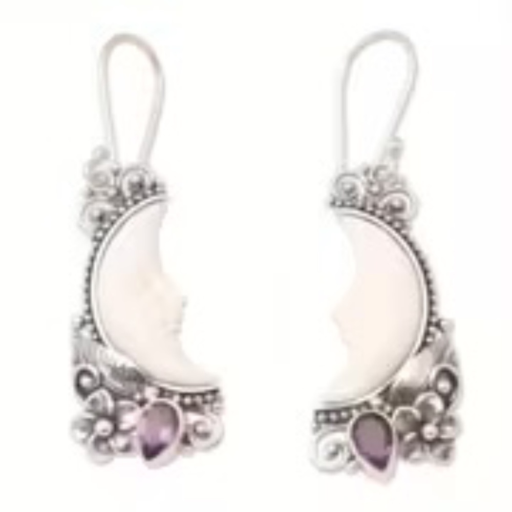 Mystic Crescent Moon Earrings- Celestial boho jewelry - Picture 2 of 5